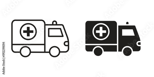 Ambulance icon. Linear icon collection. Editable stroke. Vector illustrations