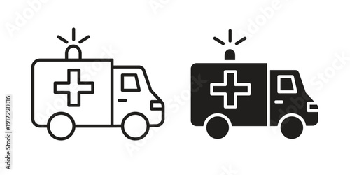 Ambulance icon. Linear icon collection. Editable stroke. Vector illustrations