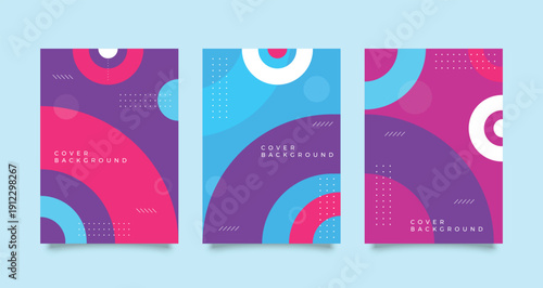 Vibrant abstract art triptych with colorful geometric shapes and patterns