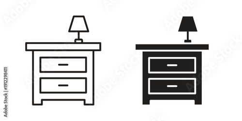 Bedside table icon. Linear icon collection. Editable stroke. Vector illustrations