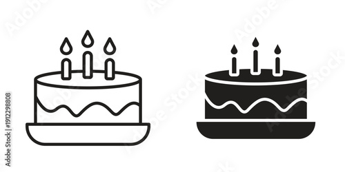 Cake birthday icon. Linear icon collection. Editable stroke. Vector illustrations