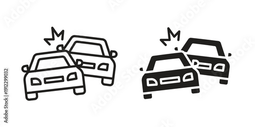 Car crash icon. Linear icon collection. Editable stroke. Vector illustrations