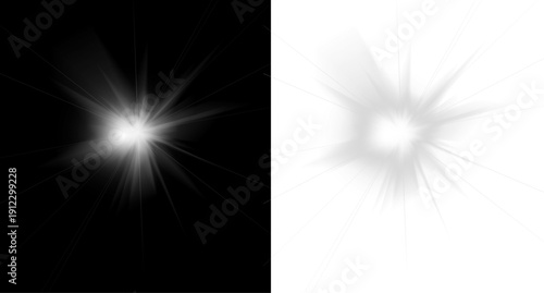 Dynamic light burst with gradient effect on black and white backgrounds