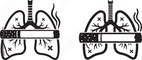 Smoking cigarette and lungs on white background