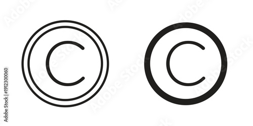 Copyright icon. Linear icon collection. Editable stroke. Vector illustrations