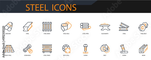 steel icons se minimalist flat style design, steel Vector illustration on white background