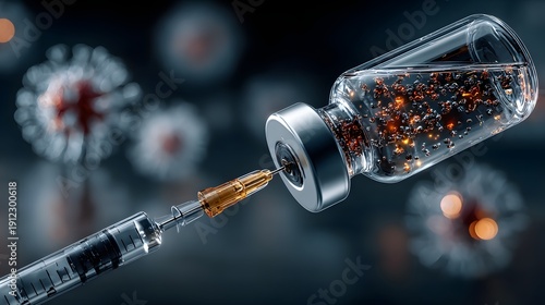 vaccine vial with syringe representing medical research immunization and pharmaceutical healthcare innovation