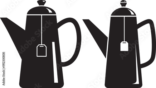 Two teapots with tea bags icon