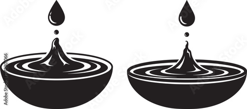Water drop splash in bowl icon