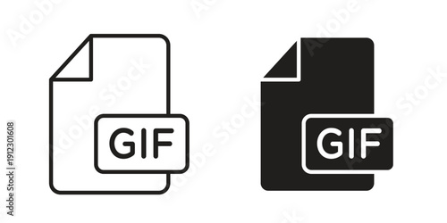 Gif icon. Linear icon collection. Editable stroke. Vector illustrations