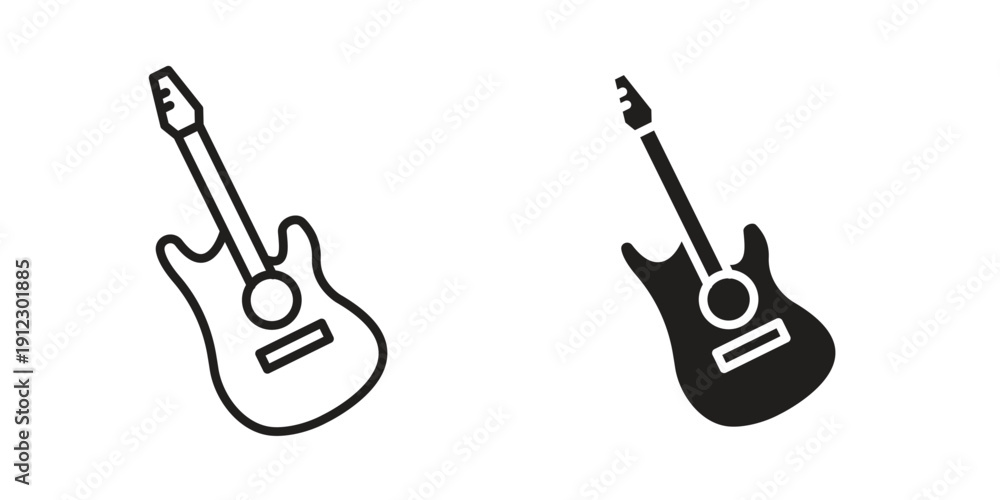 Naklejka premium Guitar icon. Linear icon collection. Editable stroke. Vector illustrations