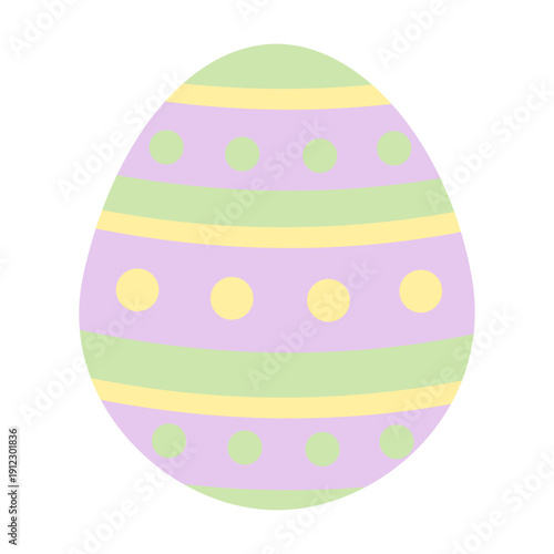 Easter egg isolated vector illustration in minimalist flat. Colorful clipart design element. Pastel colors.