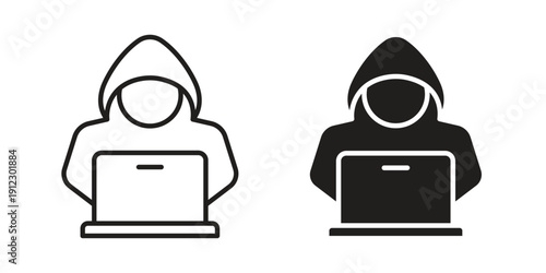 Hacker icon. Linear icon collection. Editable stroke. Vector illustrations