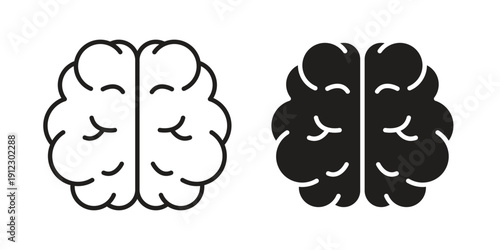 Human brain icon. Linear icon collection. Editable stroke. Vector illustrations