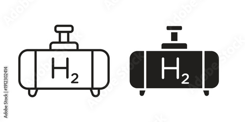 Hydrogen gas tank icon. Linear icon collection. Editable stroke. Vector illustrations