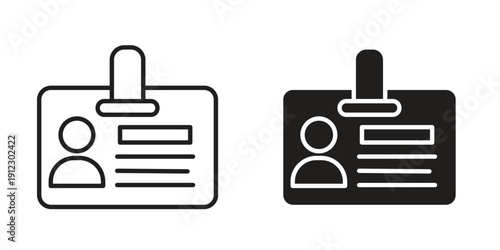 ID badge icon. Linear icon collection. Editable stroke. Vector illustrations
