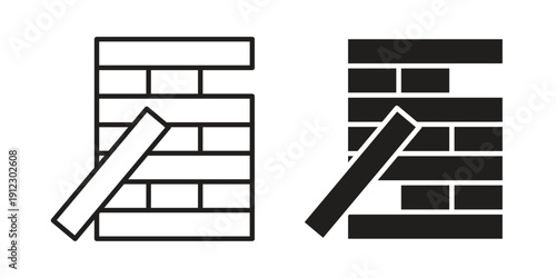 Jenga icon. Linear icon collection. Editable stroke. Vector illustrations