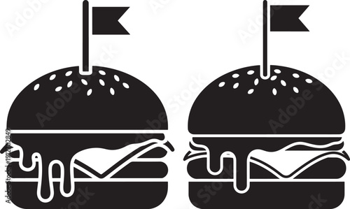 Hamburger with cheese and flag