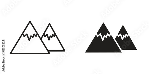 Mountains icon. Linear icon collection. Editable stroke. Vector illustrations