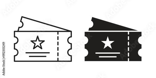 Movie ticket icon. Linear icon collection. Editable stroke. Vector illustrations