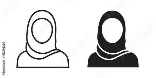 Muslim woman icon. Linear icon collection. Editable stroke. Vector illustrations