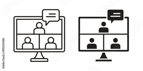 Online meeting icon. Linear icon collection. Editable stroke. Vector illustrations