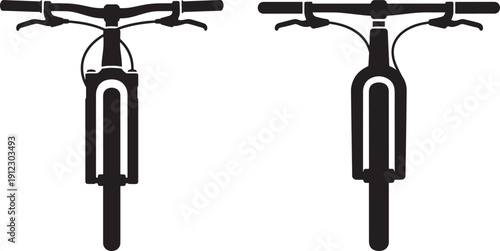 Bicycle handlebars and front wheel on white