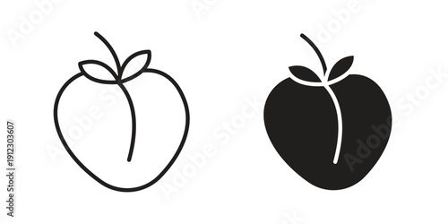 Peach icon. Linear icon collection. Editable stroke. Vector illustrations