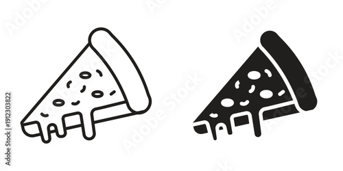 Pizza slice icon. Linear icon collection. Editable stroke. Vector illustrations