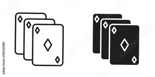 Playing cards icon. Linear icon collection. Editable stroke. Vector illustrations