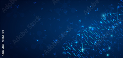 Template for science and technology concept or banner with a DNA molecules.