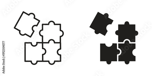 Puzzle icon. Linear icon collection. Editable stroke. Vector illustrations