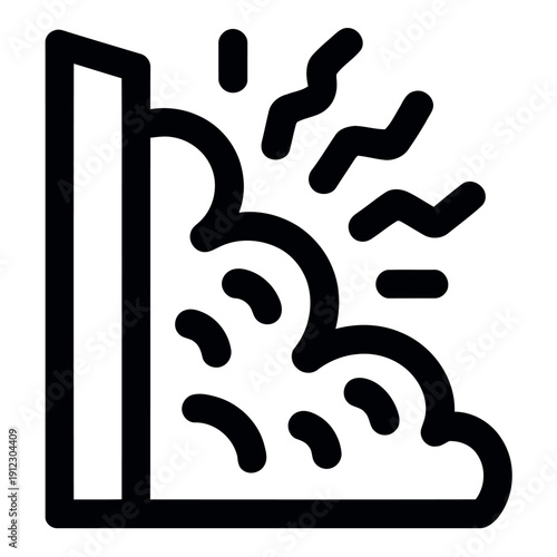 Simple outline icon represents a sudden overflow or wall breaking.