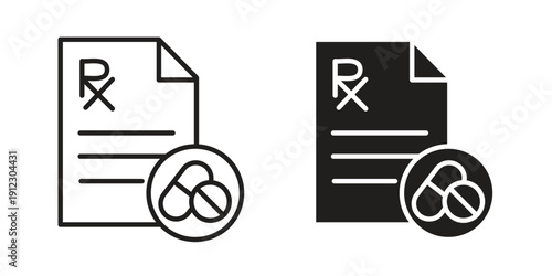 RX icon. Linear icon collection. Editable stroke. Vector illustrations