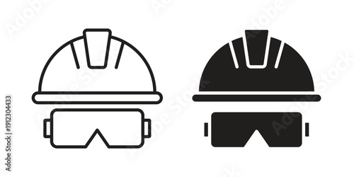 Safety helmet icon. Linear icon collection. Editable stroke. Vector illustrations