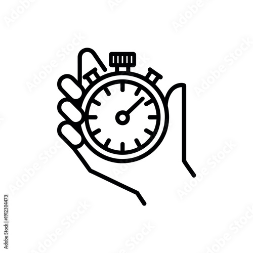 Hand holding a stopwatch illustrates measurement of time during an.