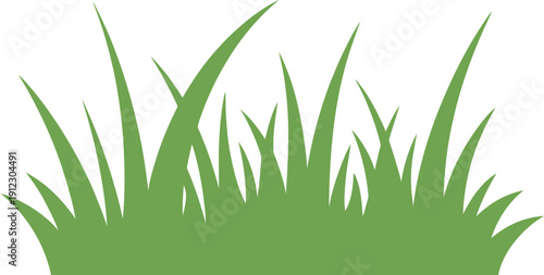 Simple green grass blades illustration represents fresh lawn.