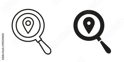 Search Location icon. Linear icon collection. Editable stroke. Vector illustrations
