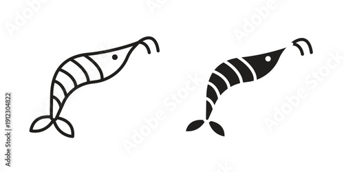 Shrimp icon. Linear icon collection. Editable stroke. Vector illustrations