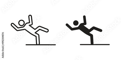 Slippery floor icon. Linear icon collection. Editable stroke. Vector illustrations