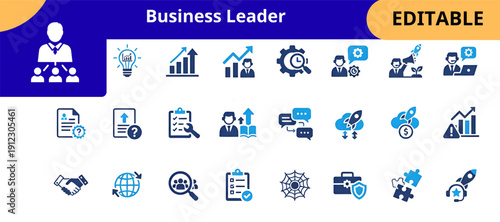Business Leadership Icons Collection for Corporate Growth Strategy