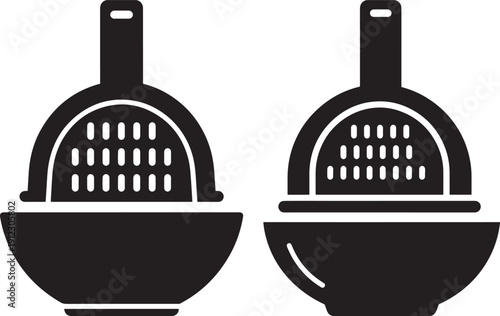 Strainer and bowl black and white