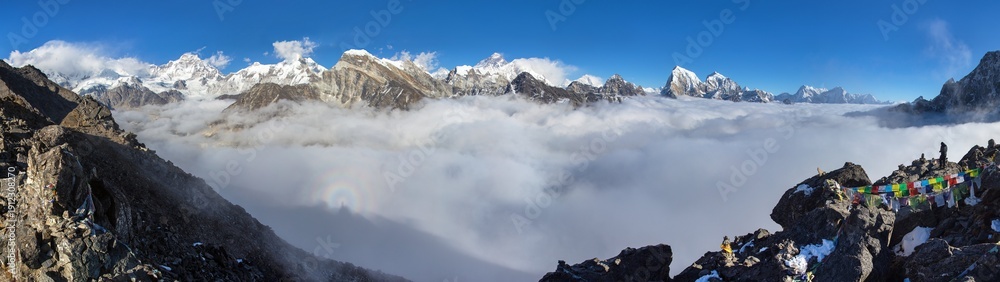 Fototapeta premium Mount Everest Lhotse Cho Oyu Makalu peak Nepal Himalaya