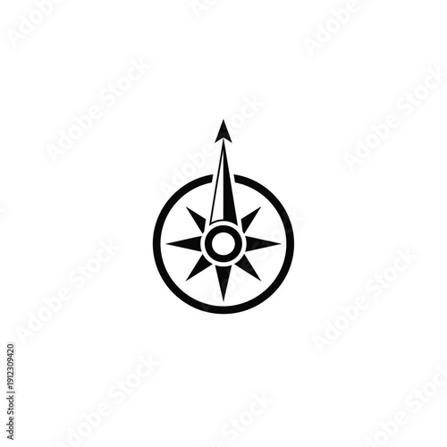 Compass rose icon pointing north on white background