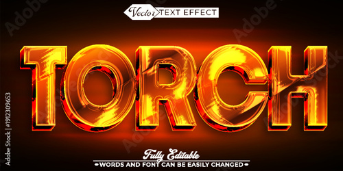 Torch Fire Light Flame Adventure Vector Fully Editable Smart Object Text Effect