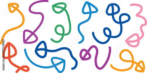 Colorful squiggly lines on a white background
