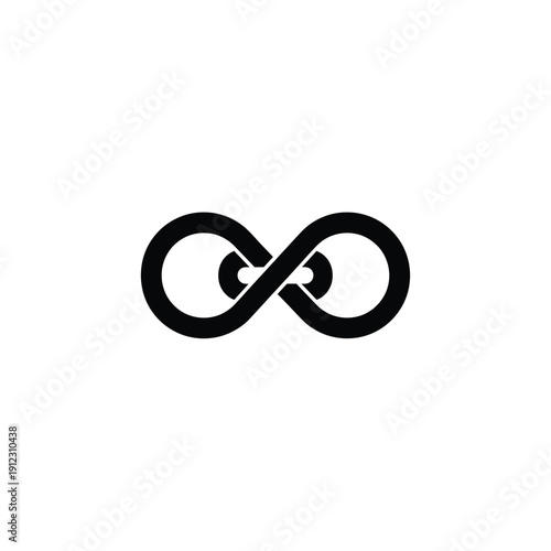 Modern black infinity loop symbol with linked chain detail representing eternal connection and endless cycle