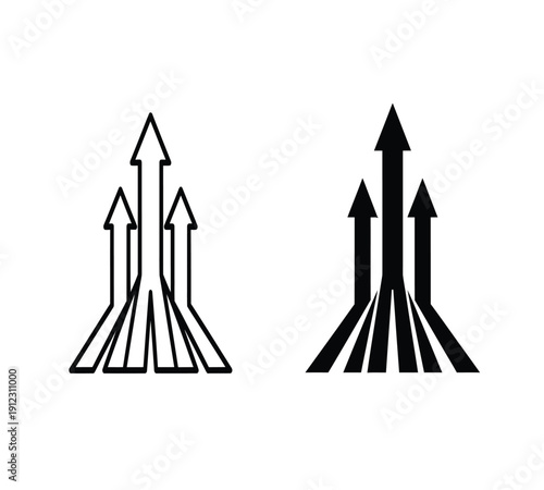 Contrasting arrow diagrams illustrating growth and progress