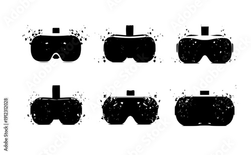 VR headset with growing ivy vines silhouette, bio-digital fusion and immersive nature technology concept, virtual reality and green tech vector icon