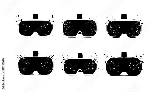 VR headset with growing ivy vines silhouette, bio-digital fusion and immersive nature technology concept, virtual reality and green tech vector icon